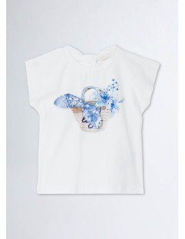 T-shirt bianca estiva mezza bambina Liu.jo  18 mesi -  7 anni