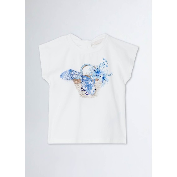 T-shirt bianca estiva mezza bambina Liu.jo  18 mesi -  7 anni