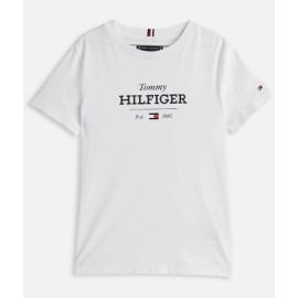 T-shirt bianca Tommy Hilfiger bambino estiva in cotone manica corta 2 anni- 16 anni