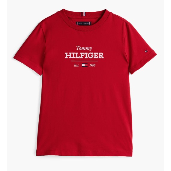 T-shirt rossaTommy Hilfiger bambino estiva in cotone manica corta 2 anni- 16 anni