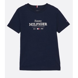 T-shirt blu Tommy Hilfiger bambino estiva in cotone manica corta 2 anni- 16 anni