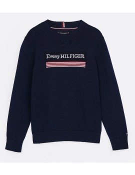 Maglioncino Tommy Hilfiger blu in cotone bambino estivo manica lunga  2 anni- 16 anni