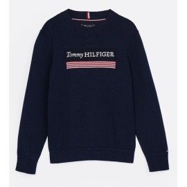 Maglioncino Tommy Hilfiger blu in cotone bambino estivo manica lunga  2 anni- 16 anni