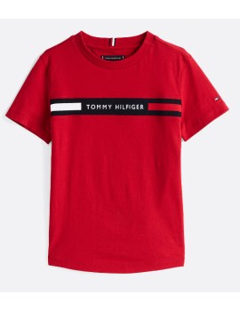 T-shirt rossa Tommy Hilfiger bambino estiva in cotone manica corta 2 anni- 16 anni